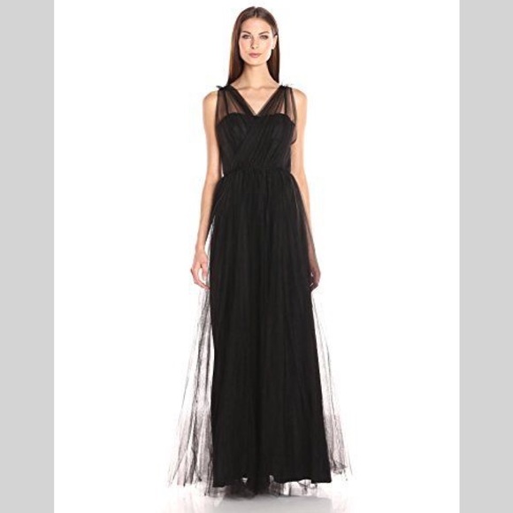black mesh evening gown